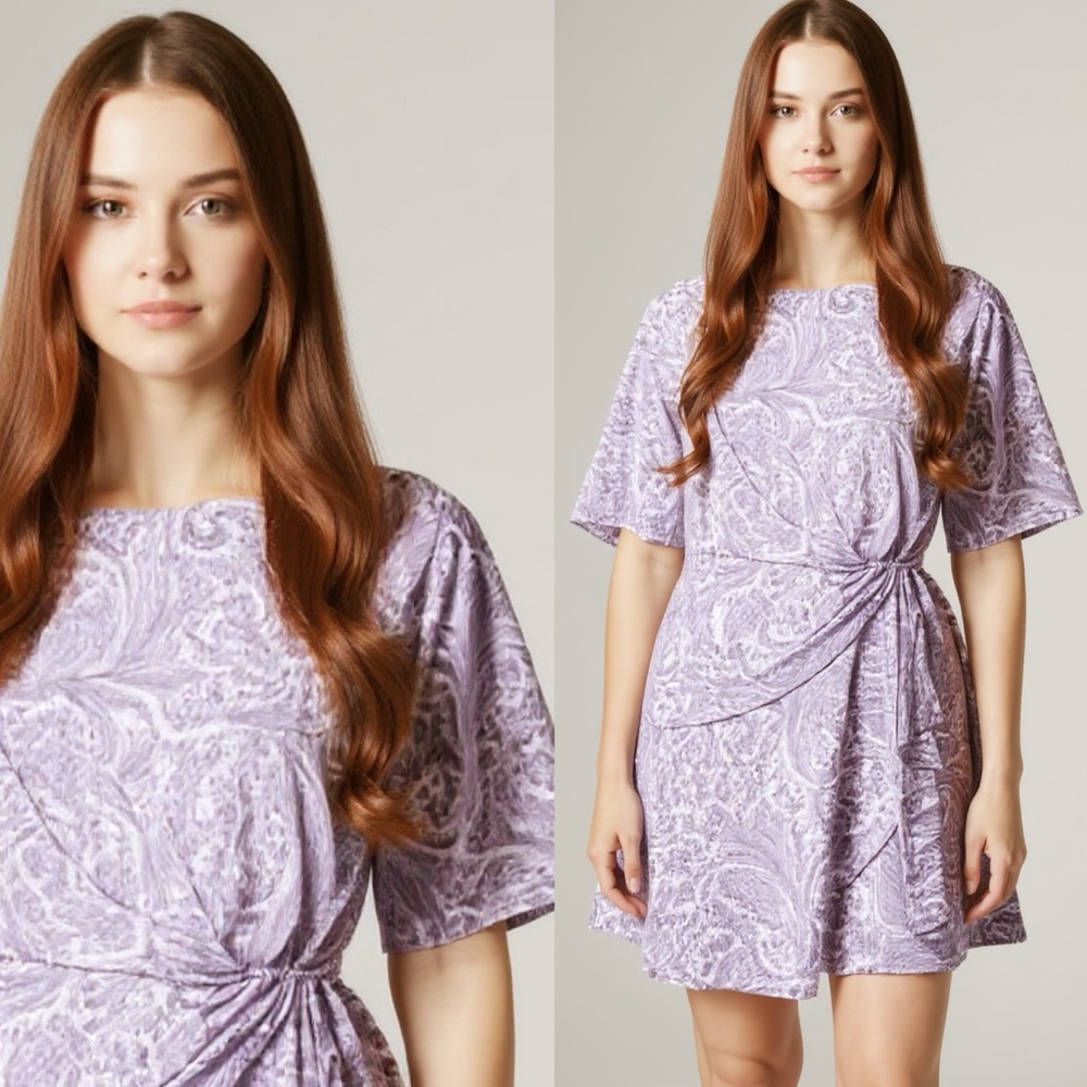 LAUREN RALPH LAUREN Lavender Purple NEW Paisley Dress Women's Size 14 NWT